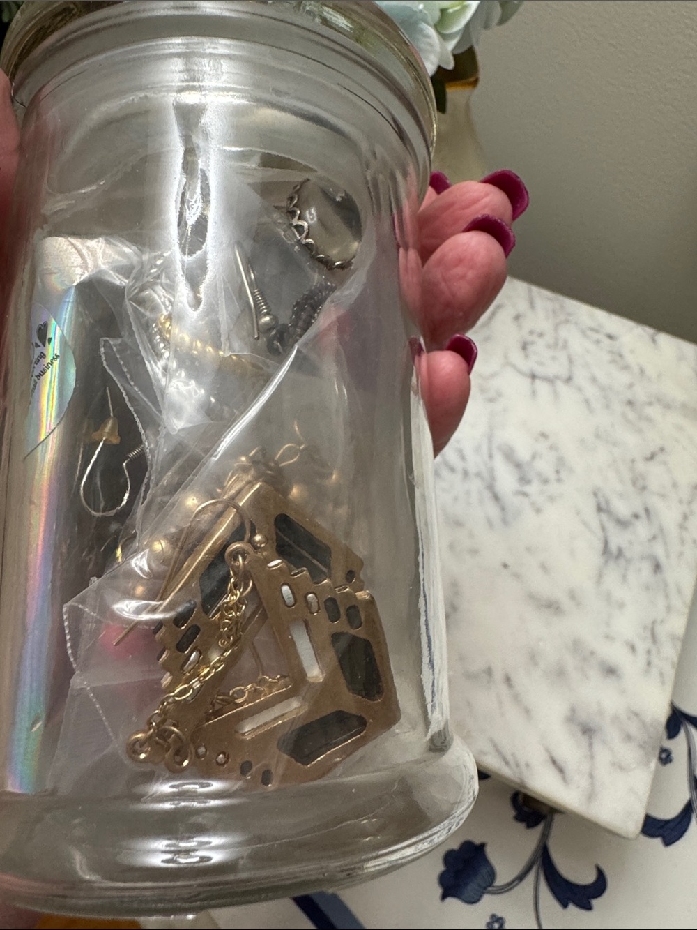 Earrings & Rings assorted in Clear Glass Apothecary Jar with Lid #2 - 15 pieces - Picture 4 of 4